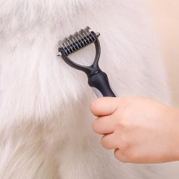 Dupla face Pet Grooming escova, derramamento e dematting Undercoat Rake pente para cães e gatos, 1PC - Image 6