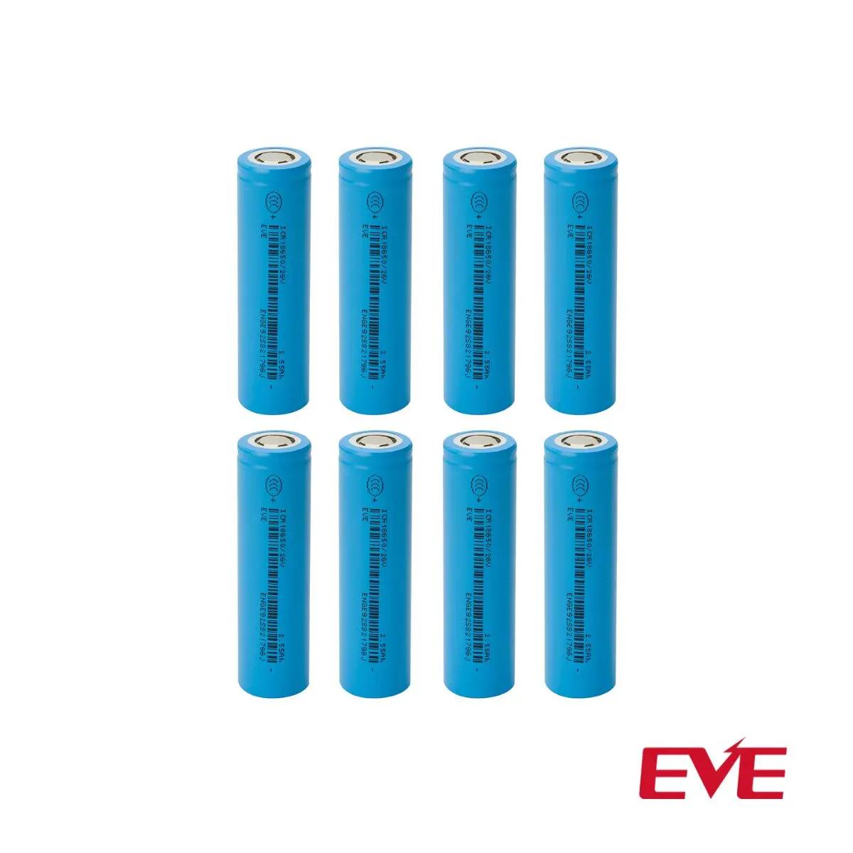 Kit 8 Baterias Li-Ion EVE Recarregável 2550mAh 3,6V 18650 - Image 1