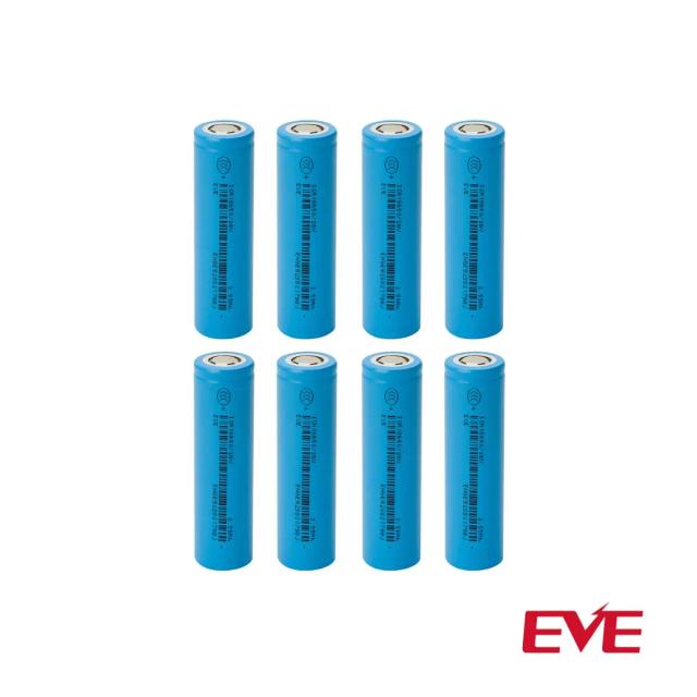 Kit 8 Baterias Li-Ion EVE Recarregável 2550mAh 3,6V 18650