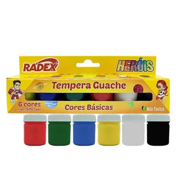 Tinta Guache Radex 6 Cores 15ml para Criatividade e Arte Infantil