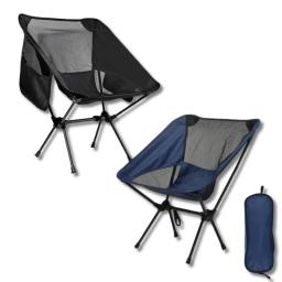 Cadeira Para Camping Compacta Com Saco Para Armazenar Dobrável Portátil Apropriado Para Acampamento Nas Cores Preto ou Azul - Image 1