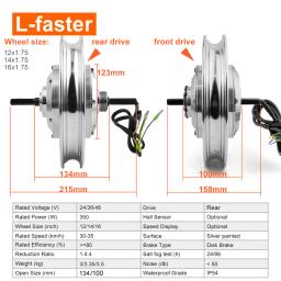 12 Polegada kit de conversão de bicicleta elétrica com motor do cubo 250w roda traseira dianteira com sensor de assistência de pedal para carrinho de scooter e-bike - Image 2