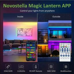 Faixa LED RGB para decoração de quarto, USB, controle Bluetooth, efeito perseguidor, lâmpada flexível, fita, RGB 5050, DC5V, WS2812b, 1-30m - Image 5
