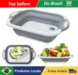 Tábua +Escorredor Bacia Cesta Retrátil Silicone Multifuncional Cozinha 3 em 1 - Image 1
