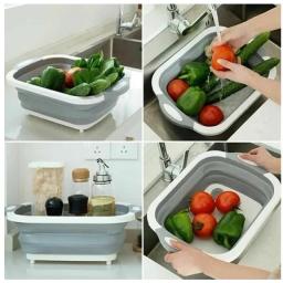 Tábua +Escorredor Bacia Cesta Retrátil Silicone Multifuncional Cozinha 3 em 1 - Image 4