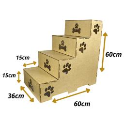 Escada De Pet Feita Em Madeira 100% MDF Natural Para Cachorro E Gato 60cm De Altura 4 Degraus - Image 2