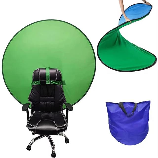 Adereços Dupla Face para Estúdio: Fundo Verde Redondo e Refletor Dobrável de 143cm para YouTube Live
