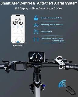 Bicicleta elétrica para adultos, dobrável E-Bikes, Fat Tire Ebikes, 1200, 1400W pico, 28MPH, 60 milhas, 720WH bateria, 20x4.0, quente - Image 2