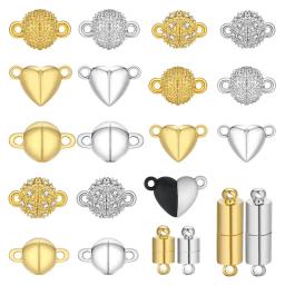 Fechos magnéticos de cobre para acessórios de jóias DIY, contas banhadas a ouro e prata, conectores finais para colar e pulseira, 5 conjuntos por lote - Image 1