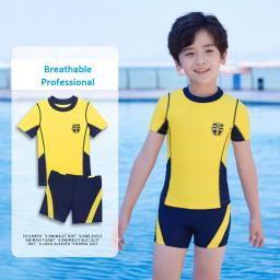Fatos de banho de praia de manga curta masculinos, calção infantil, roupas de banho masculinas, maiôs infantis, meninos, crianças, UPF50 Plus, 2 peças - Image 1