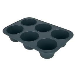 Forma Silicone Para Cupcakes Flexível Fácil Remoção 6 Cavidades - Cinza Ou Preto - Image 1