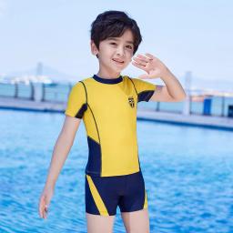 Fatos de banho de praia de manga curta masculinos, calção infantil, roupas de banho masculinas, maiôs infantis, meninos, crianças, UPF50 Plus, 2 peças - Image 3
