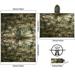 Menfly-Jaqueta de chuva de camuflagem tática impermeável para caça, Impermeável Camo Militar Masculino para Mulheres, Poncho Atacs Fg, Moss ATFG - Image 4