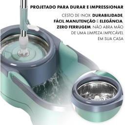 Balde Mop Esfregão Giratório 360 de Limpeza 12 Litros Com Cesto Inox Cabo 1,10 Metro Eficiência e Praticidade em Cada Giros - Image 5