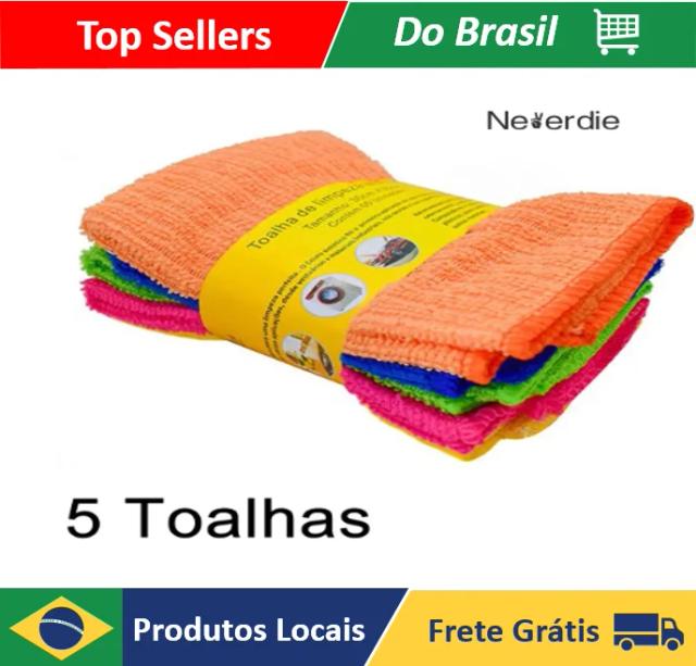 Pano de Microfibra Automotiva Flanela Anti-risco 30x30cm (Pacote com 5 Unidades) - Neverdie Store
