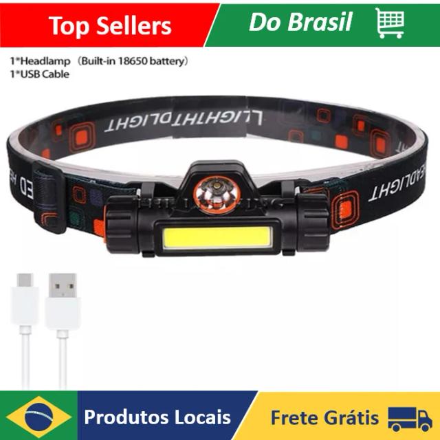 Lanterna de Cabeça LED COB High Power para Caminhadas, Pesca e Ciclismo - Envio Rápido para Todo o Brasil na NEVERDIE STORE