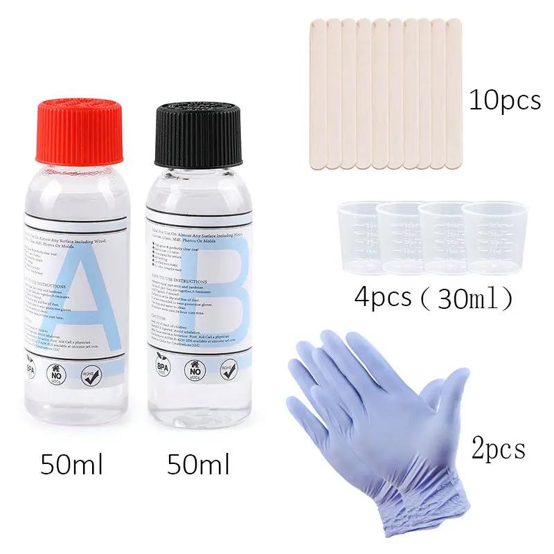 1:1 resina epóxi transparente cristal claro arte resina epóxi 2 partes kit de resina de fundição epóxi com copos de medição, vara, luvas de silicone - Image 1