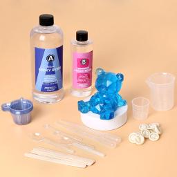 Resina de cola epoxy kit cristal claro fácil mix 3:1 ab resina com varas, copos graduados e luvas para fazer jóias artesanato de arte diy - Image 5