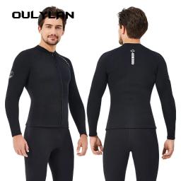 Fato de mergulho em neoprene para mulheres e homens, blusa dividida, manga comprida, casaco de mergulho, casaco quente à prova de frio, natação, banho de inverno, 2mm - Image 1