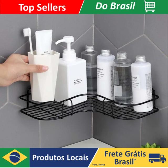 Suporte Adesivo de Metal para Prateleira de Canto em Cozinha e Banheiro
