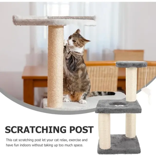 Arranhador para Gatos com 3 Bases e Brinquedo Divertido 23x21 cm