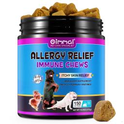 Dog Allergy Relief Mastiga Anti-Coceira Pele e Revestimento Suplemento, Ômega 3 Óleo de Peixe Comichão Tratamento, Comprimidos Comichão, Lamber Pata - Image 3