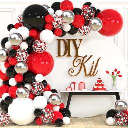 Balão Garland Arch Kit para Decoração Festa de Graduação, Decorações de Aniversário, Vermelho, Preto, Prata, Branco, Baby Shower, 1 Conjunto - Image 1