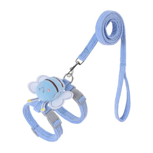 Coleira e Arnês Ajustável para Gatos com Design de Abelha em Dupla Camada - Ideal para Cães Pequenos e Médios em Passeios ao Ar Livre