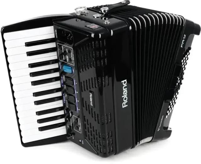 Acordeão Roland FR-1X Preto Piano Digital com 26 Teclas e 72 Baixos - Alta Qualidade e Acessórios Inclusos