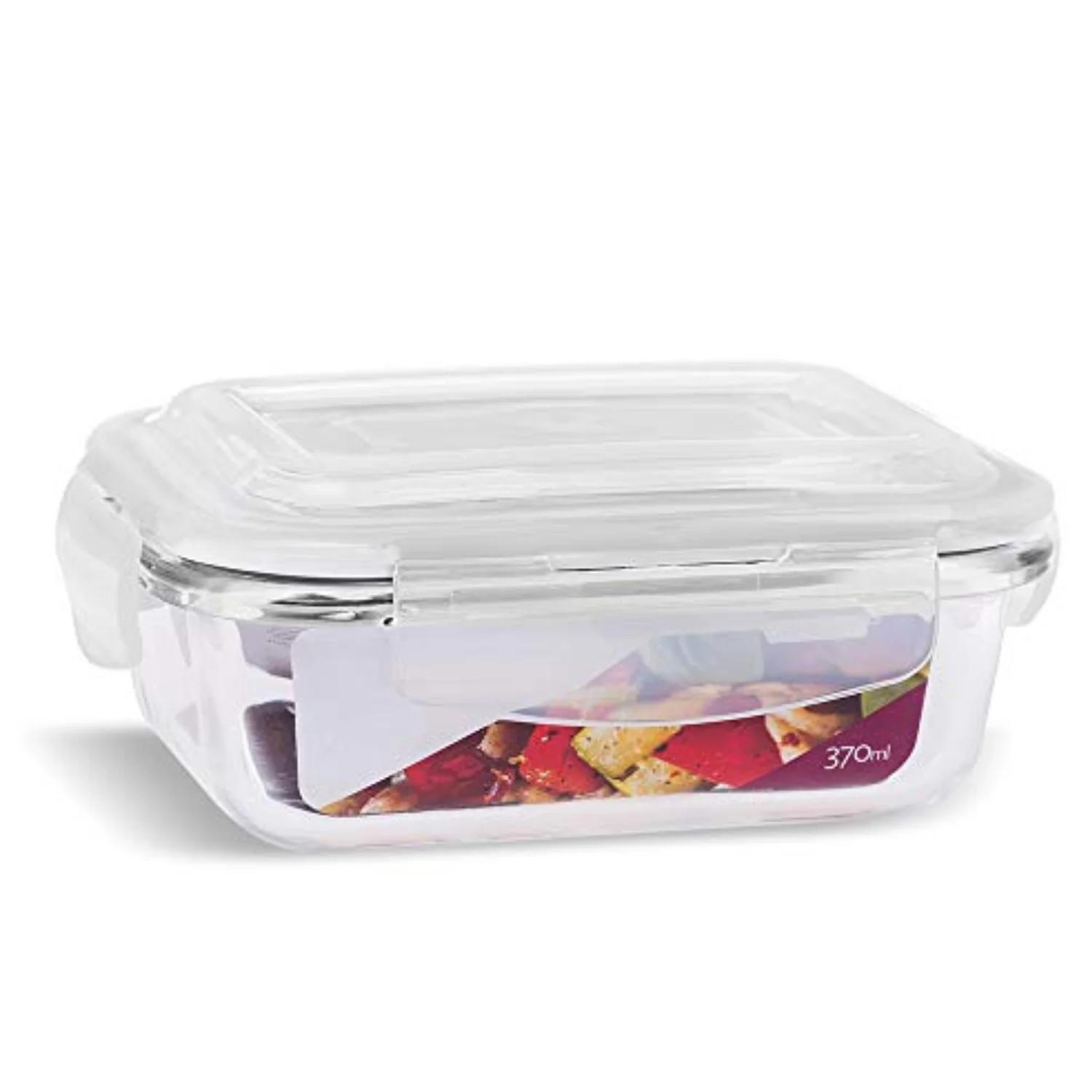 Pote Marmita De Vidro Tampa Hermética Antivazamento Quadrado e Retangular armazenamento de alimentos geladeira e micro-ondas - Image 1