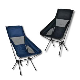 Cadeira Dobrável Portátil Para Camping Pano Oxford Com Saco Para Armazenamento E Acampamento Nas Cores Preto ou Azul - Image 1