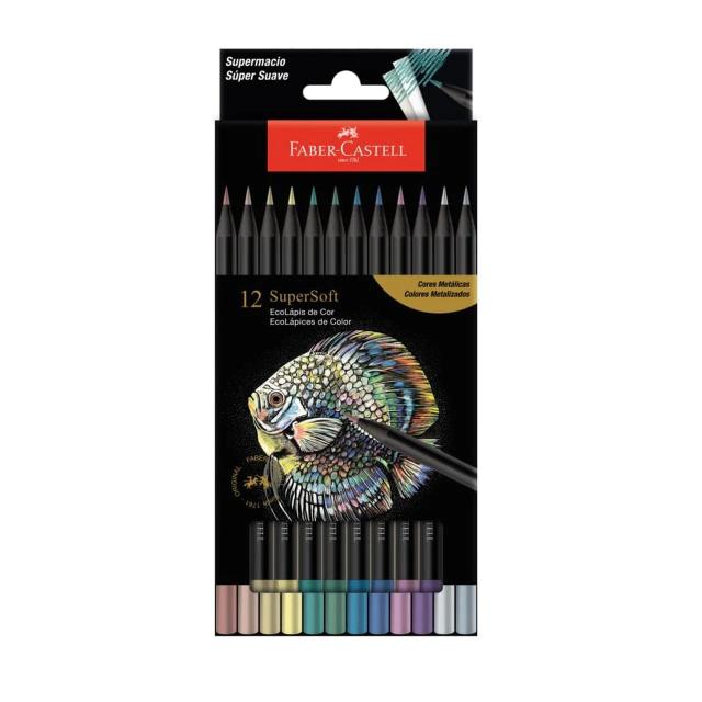 Faber Castell Ecolápis SuperSoft Metálico 12 Cores