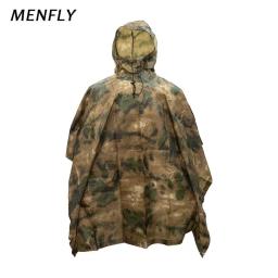 Menfly-Jaqueta de chuva de camuflagem tática impermeável para caça, Impermeável Camo Militar Masculino para Mulheres, Poncho Atacs Fg, Moss ATFG - Image 1