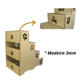 Escada De Pet Feita Em Madeira 100% MDF Natural Para Cachorro E Gato 60cm De Altura 4 Degraus - Image 4