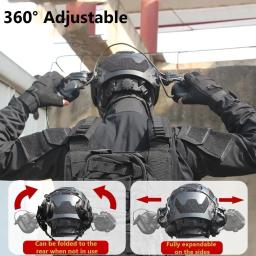 Conjunto de capacete tático FAST Capacete ajustável de paintball airsoft com máscara de auscultador óculos bolsa de bateria modelo L4G24 NVG para jogo de cosplay de caça desportiva ao ar livre - Image 2