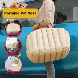 Assento de carro portátil Pet para cães e gatos pequenos, transportadoras antiderrapantes, cofre de carro, Booster Kennel Bag para viagens, Snorge De Voiture Pour Chien - Image 3
