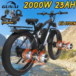GUNAI-Bicicletas elétricas de motor duplo para adultos, Ebike com pneu gordo, 26in, 21 velocidades, 48V, bateria 23AH, 21 velocidades, estoque da UE, 2000W - Image 5