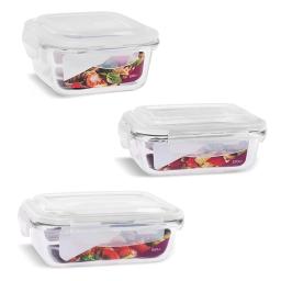 Pote Marmita De Vidro Tampa Hermética Antivazamento Quadrado e Retangular armazenamento de alimentos geladeira e micro-ondas - Image 2