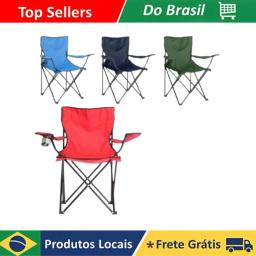 Cadeira Dobrável Resistente Com Bolsa Porta Copos Camping - Image 1