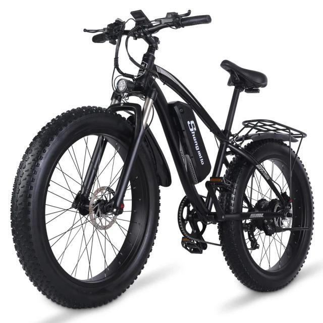 Bicicleta Elétrica MX02S Masculina com Pneus Grossos, Bateria de Lítio 48V 1000W 17Ah, 26 Polegadas para Adultos