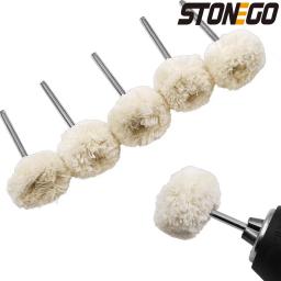 STONEGO Cabeça de polimento de roda de lã com haste de 3 mm para polimento de joias e metais, acessórios de ferramenta rotativa com 10 peças - Image 1