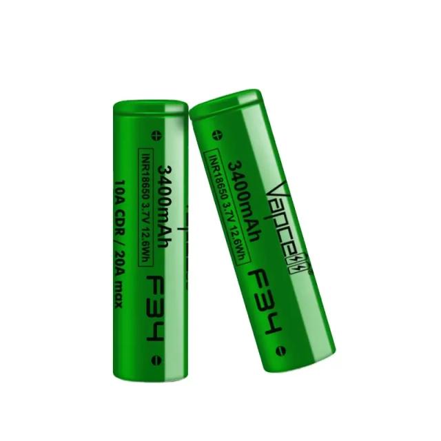 Alta qualidade vapcell f34 3400mah inr18650 10a 3.6v li-ion recarregável substituição 18650 35e 3500mah 10a para banco de potência