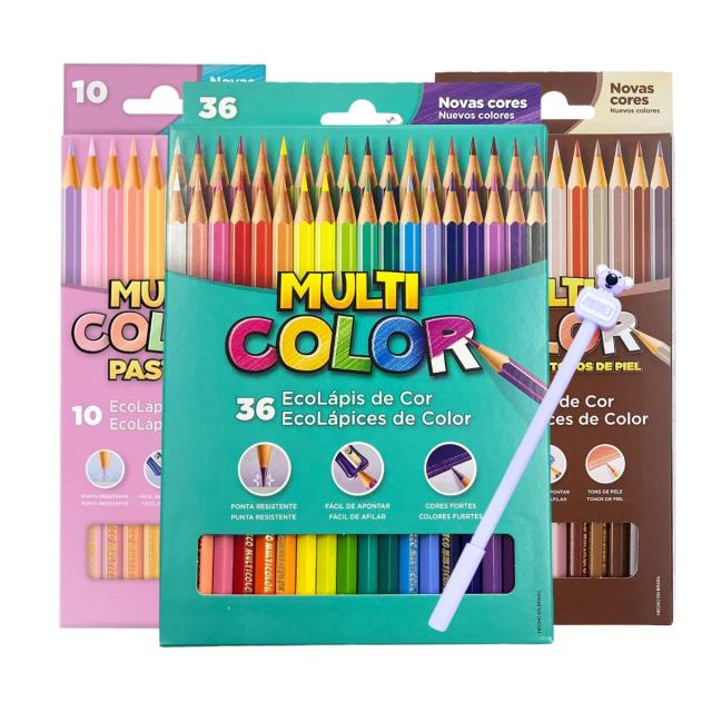 Kit de Lápis de Cor com 58 Cores e Caneta Kawaii Divertida para Escola