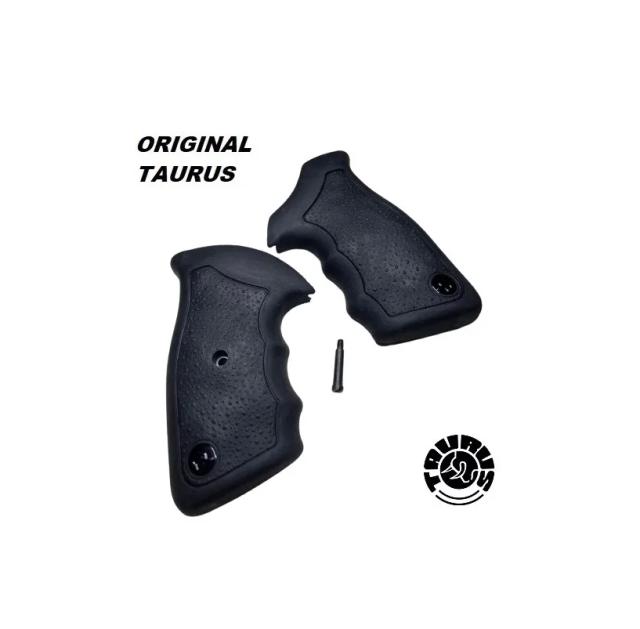 Cabo de Borracha para Revólver Taurus 6 Tiros com Logotipo Preto