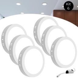 Kit 6 Painel Plafon 25w Led Redondo Sobrepor Luz Branco Frio - Image 1