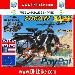 GUNAI-bicicletas elétricas de motor duplo para adultos, Ebike, pneu 26 Polegada Fat, 21 Speed, 48V, 23Ah Bateria, Ebike, 2000W, 55 kph - Image 1