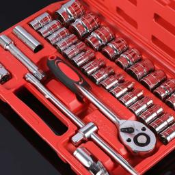 Kit De Ferramentas 46 Peças Jogo De Soquetes Chave Catraca Reversível Com Maleta Jogo De Ferramentas Completo - Image 3