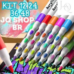 Kit 12/24/36/48 Marca texto acrílico crianças canetas de pintura conjunto marcador de tinta Barato - Image 1