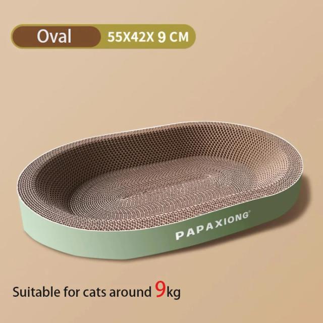 Brinquedos e Arranhadores para Gatos: Raspador Redondo e Oval, Cama Confortável, Durabilidade em Papelão com Cola de Milho