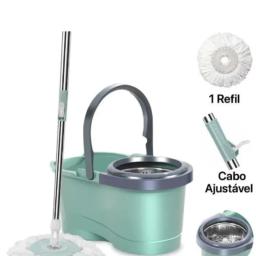 Balde Mop Esfregão Giratório 360 de Limpeza 12 Litros: Eficiência e Praticidade com Cesto Inox e Cabo de 1,10 Metros - Image 3